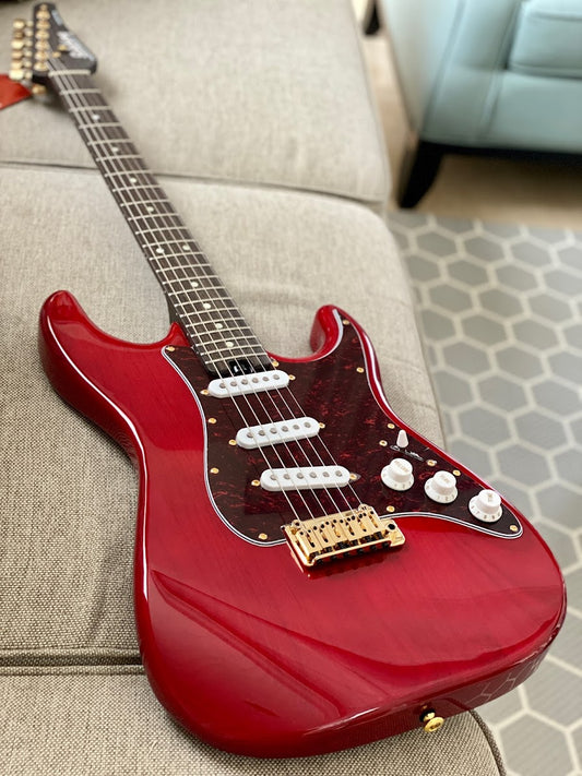 Soloking MS-1 Classic SSS ASH in Crimson Red with One Piece Rosewood Neck Nafiri Special Run