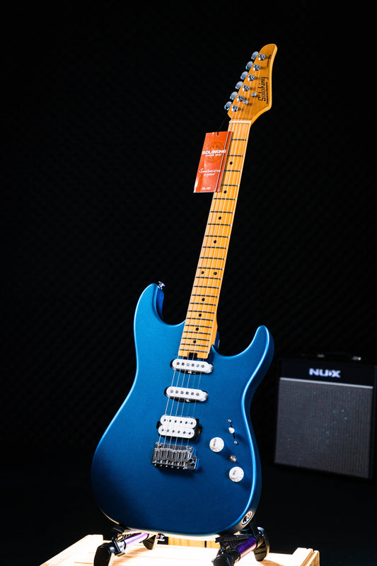 Soloking MS-1 Custom 22 HSS Flat Top in Satin Electric Blue
