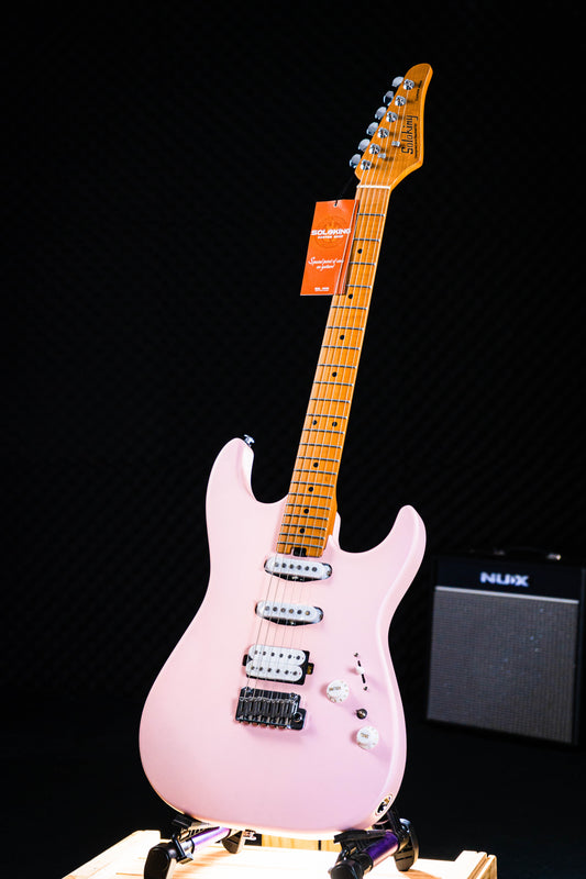 Soloking MS-1 Custom 22 HSS Flat Top in Satin Shell Pink