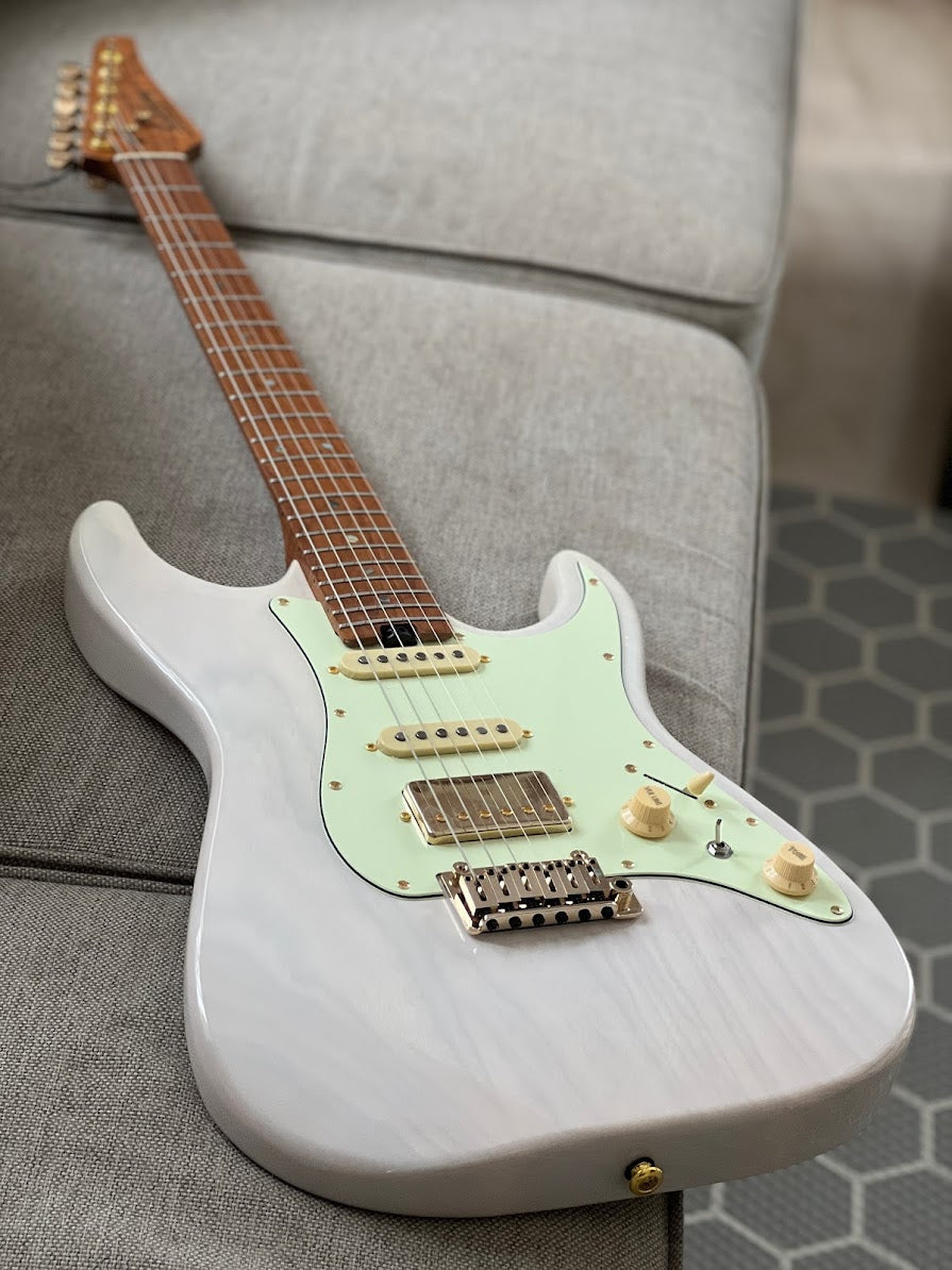 Soloking MS-1 Classic Ash FMN in White Blonde with Roasted Flame Maple Neck Nafiri Special Run