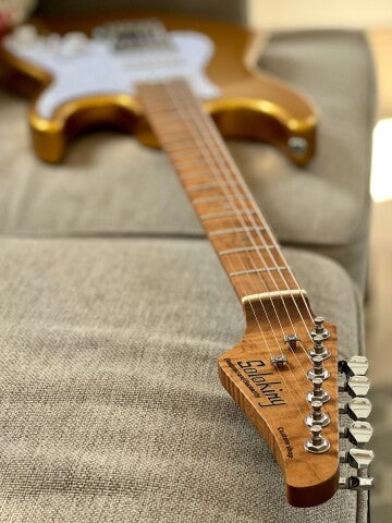 Soloking MS-1 Classic Gold Sparkle with Roasted Flame Maple Neck Nafiri Special Run