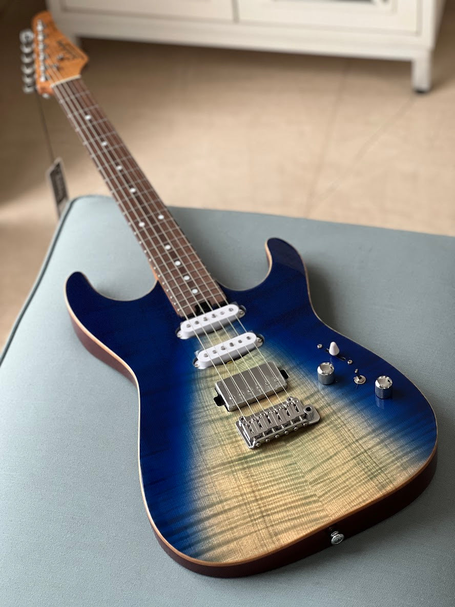 Soloking MS-1 Custom 22 HSS Flat Top with Rosewood FB in Blue Wakesurf
