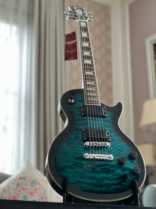 Soloking SLS60QM Deluxe in Teal Burst MOD with Fishman Fluence