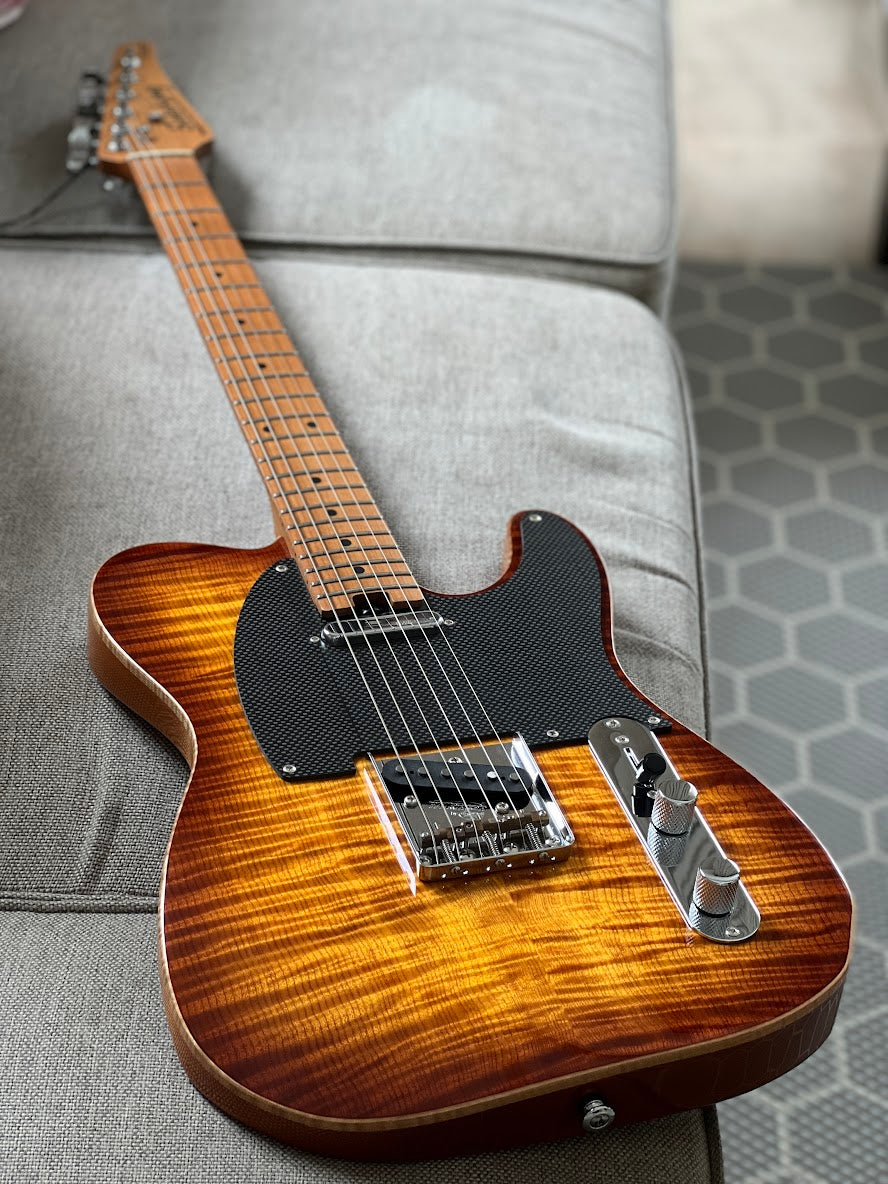 Soloking MT-1 FM Artisan with Solid 5A Flame Top in Honeyburst