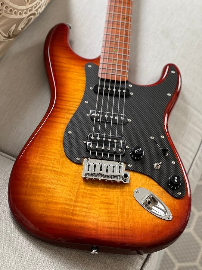 Soloking MS-1 FM Artisan Elite with Roasted Flame Neck in Honeyburst Gloss