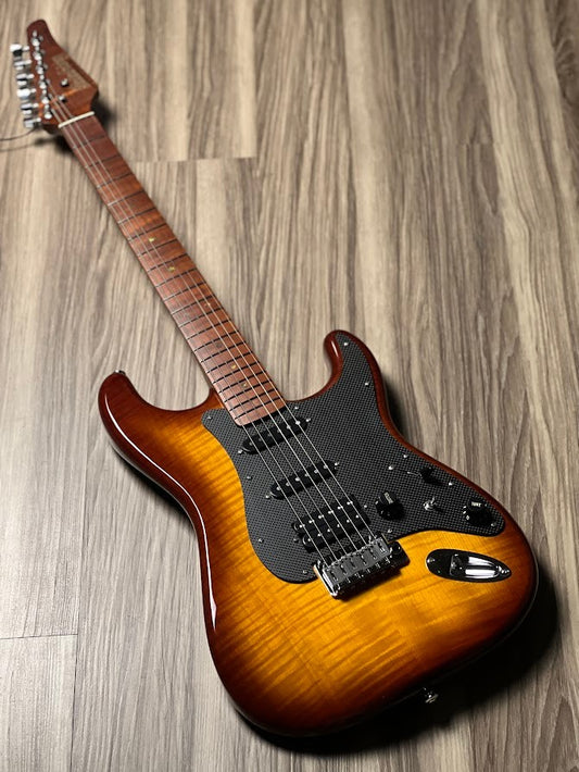 Soloking MS-1 FM Artisan with Roasted Flame Maple Neck in Honeyburst Nafiri Special Run Jescar