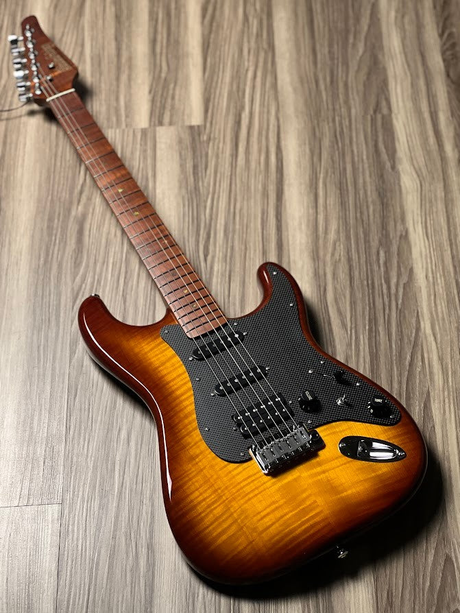 Soloking MS-1 FM Artisan with Roasted Flame Maple Neck in Honeyburst Nafiri Special Run Jescar