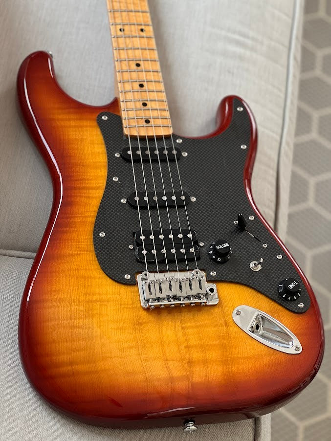 tobacco sunburst strat black pickguard with - Any Photos ? A trio of hand Soloking MS-1 FM Artisan with